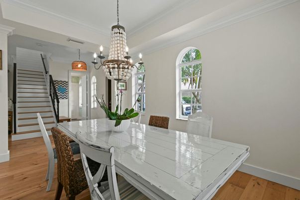 Chandelier, Dining room, Interior, Wood Texture Flooring