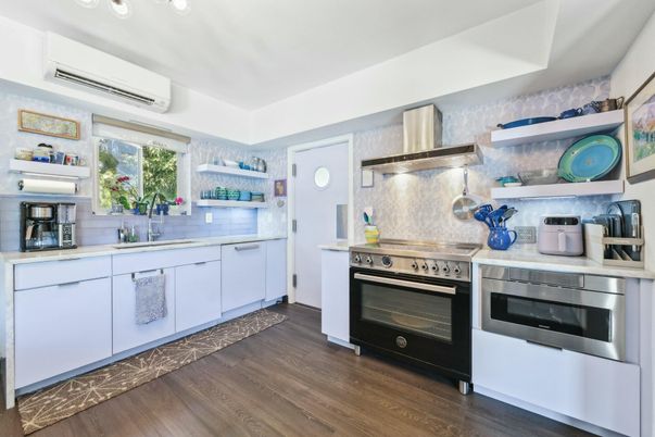 Interior, Kitchen, Stainless Steel Appliances, Wood Texture Flooring
