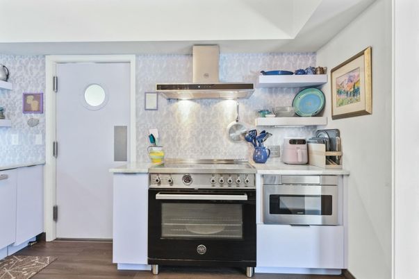 Interior, Kitchen, Stainless Steel Appliances, Wood Texture Flooring