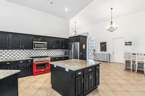 Chandelier, Interior, Kitchen, Pendant Lights, Recessed Lighting, Stainless Steel Appliances