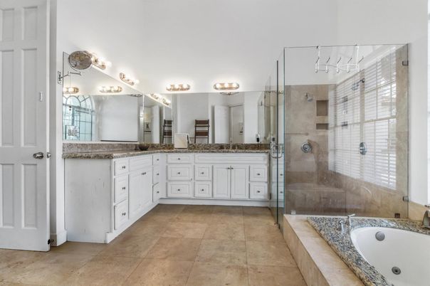 Bathroom, Dual Sink Vanities, Glass Shower, Interior