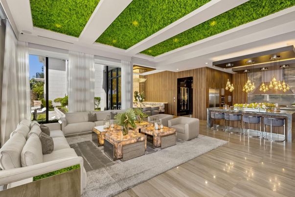 Interior, Kitchen, Living room, Pendant Lights, Recessed Lighting, Stainless Steel Appliances, Wood Texture Flooring