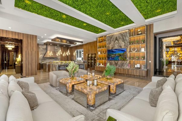 Interior, Kitchen, Living room, Recessed Lighting, Wood Texture Flooring, Wooden Walls