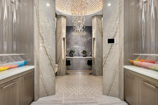 Interior, Marble Walls, Pendant Lights
