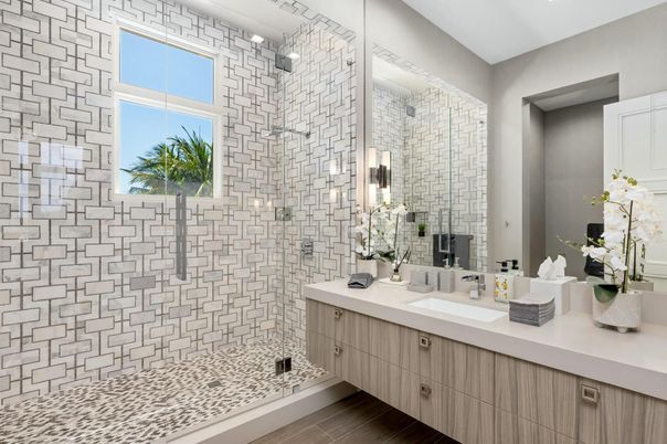 Bathroom, Dual Sink Vanities, Glass Shower, Interior