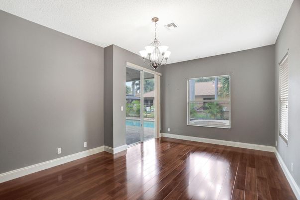 Chandelier, Empty room, Interior, Wood Texture Flooring