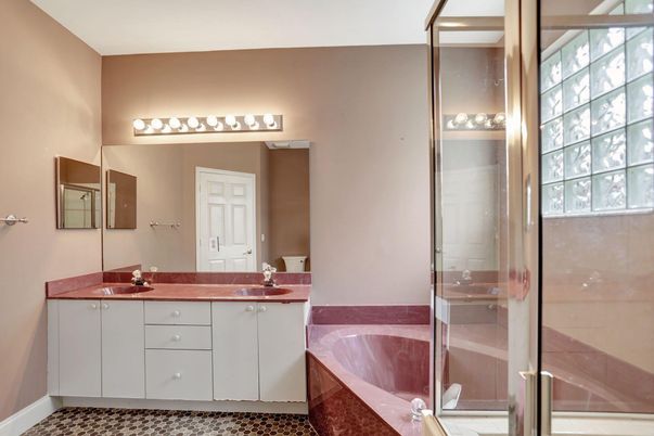 Bathroom, Dual Sink Vanities, Glass Shower, Interior