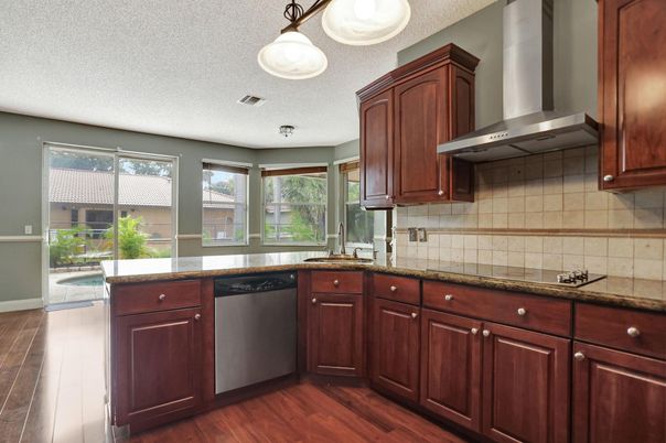 Interior, Kitchen, Stainless Steel Appliances, Wood Texture Flooring