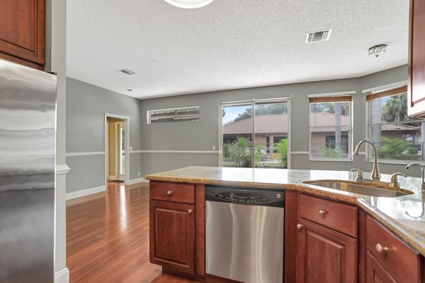 Interior, Kitchen, Stainless Steel Appliances, Wood Texture Flooring