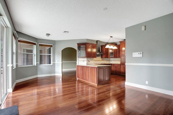 Interior, Kitchen, Pendant Lights, Wood Texture Flooring