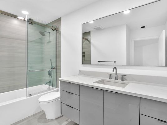 Bathroom, Glass Shower, Interior, Recessed Lighting