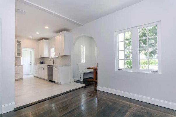Interior, Kitchen, Recessed Lighting, Wood Texture Flooring