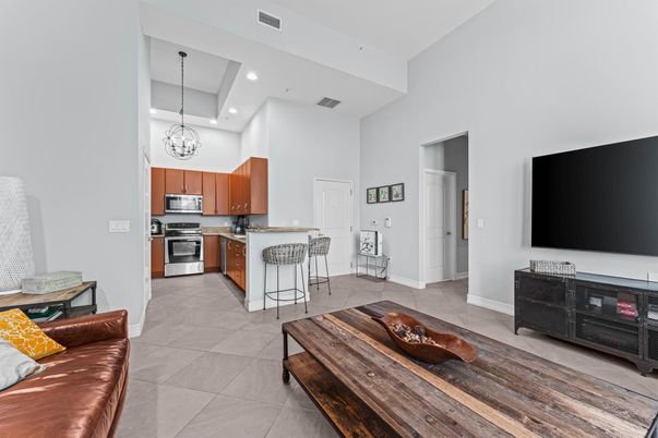 Chandelier, Interior, Kitchen, Recessed Lighting, Stainless Steel Appliances