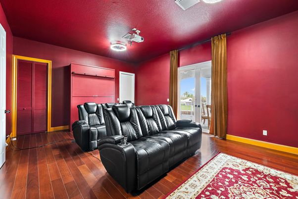 Home Theatre Room, Interior, Wood Texture Flooring