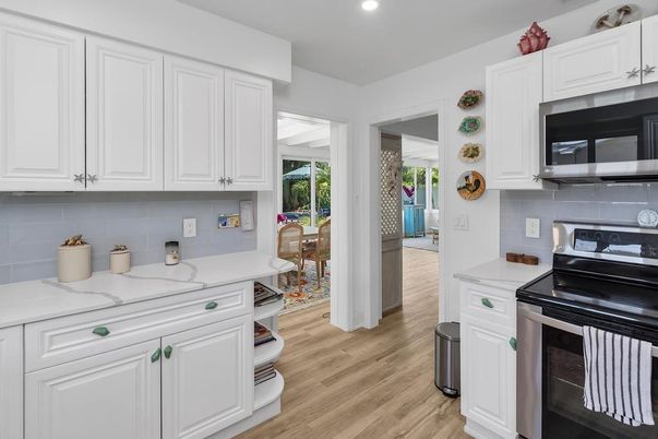 Interior, Kitchen, Recessed Lighting, Wood Texture Flooring