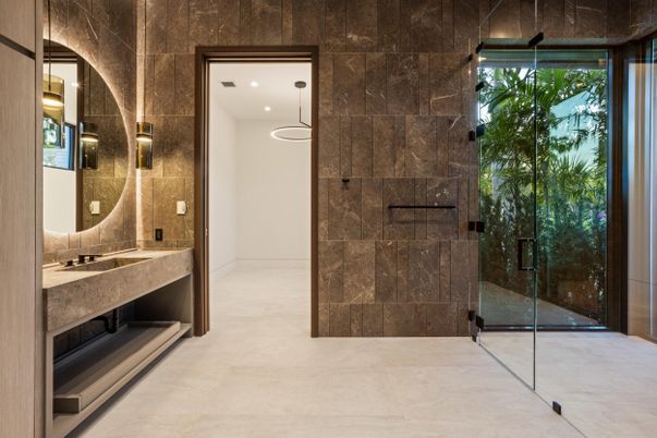 Bathroom, Glass Shower, Interior, Recessed Lighting