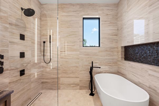 Bathroom, Free Standing Baths, Glass Shower, Interior