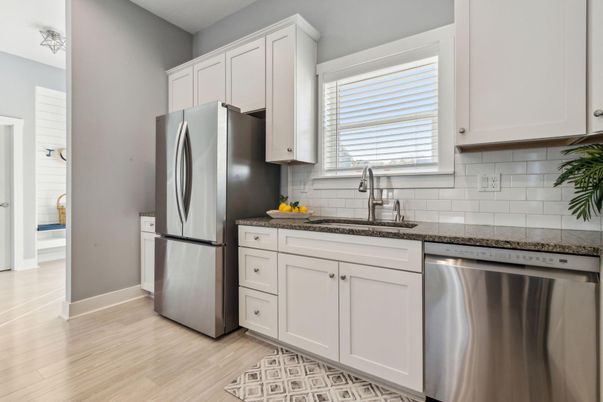 Interior, Kitchen, Stainless Steel Appliances, Wood Texture Flooring