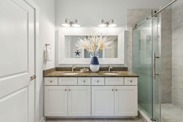 Bathroom, Dual Sink Vanities, Glass Shower, Interior