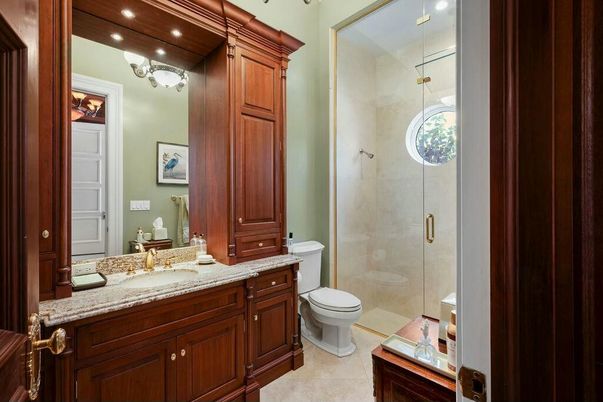 Bathroom, Glass Shower, Interior, Recessed Lighting