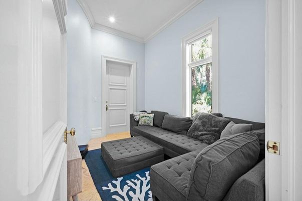 Interior, Living room, Recessed Lighting, Wood Texture Flooring