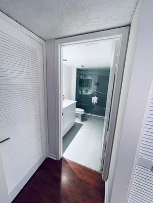 Bathroom, Glass Shower, Interior, Wood Texture Flooring