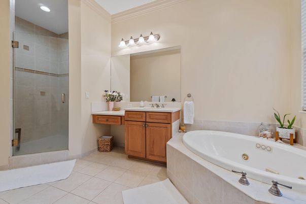 Bathroom, Glass Shower, Interior, Recessed Lighting