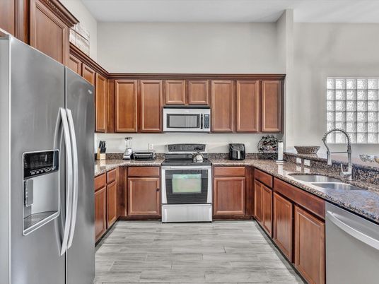 Interior, Kitchen, Stainless Steel Appliances, Wood Texture Flooring