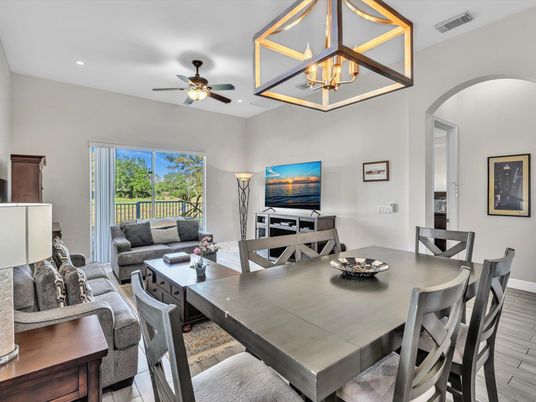 Dining room, Interior, Living room, Recessed Lighting, Wood Texture Flooring