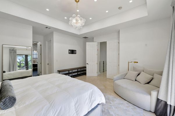 Bedroom, Chandelier, Interior, Recessed Lighting