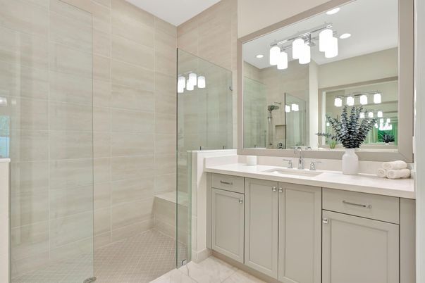 Bathroom, Glass Shower, Interior, Recessed Lighting