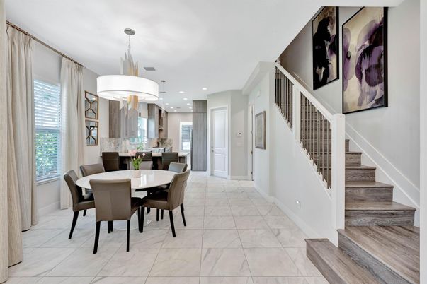 Dining room, Interior, Kitchen, Marble, Pendant Lights, Recessed Lighting
