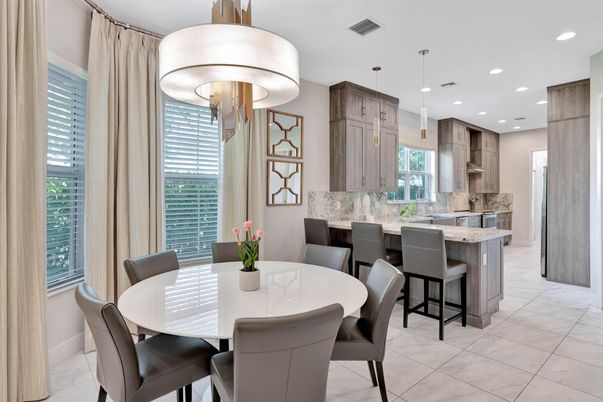 Dining room, Interior, Kitchen, Marble, Pendant Lights, Recessed Lighting