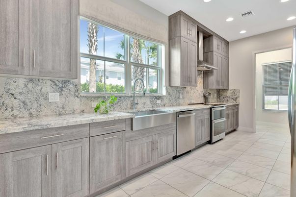 Interior, Kitchen, Marble, Recessed Lighting, Stainless Steel Appliances