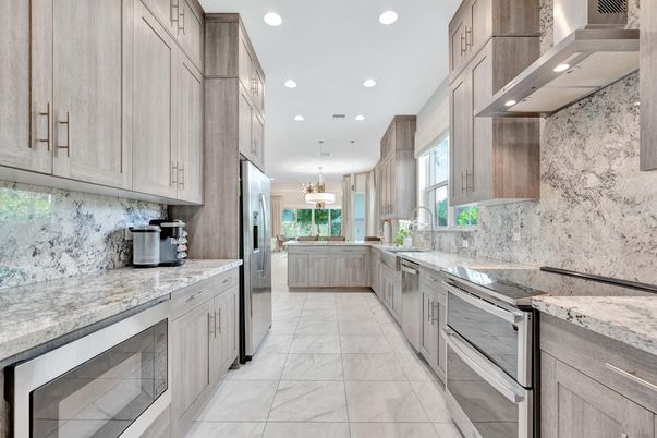 Interior, Kitchen, Marble, Recessed Lighting, Stainless Steel Appliances