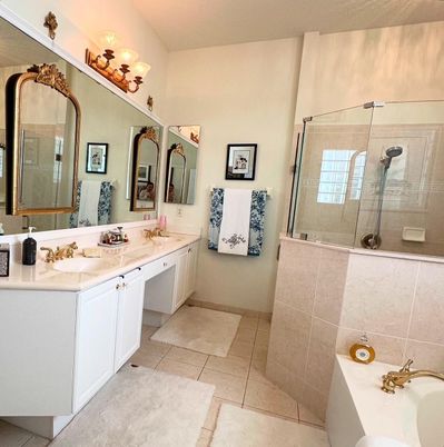 Bathroom, Dual Sink Vanities, Glass Shower, Interior