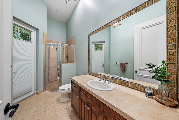 Bathroom, Glass Shower, Interior, Tile Countertops
