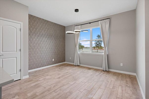 Empty room, Interior, Pendant Lights, Wood Texture Flooring