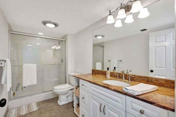 Bathroom, Glass Shower, Interior, Recessed Lighting