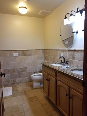 Bathroom, Dual Sink Vanities, Interior, Stone Walls