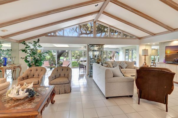 Interior, Living room, Recessed Lighting, Wooden Beams