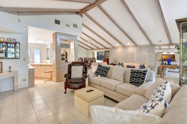 Interior, Living room, Recessed Lighting, Wooden Beams