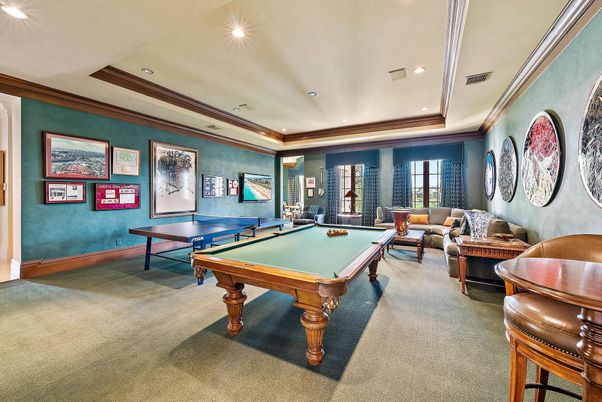 Billiard Table, Game Room, Interior, Recessed Lighting
