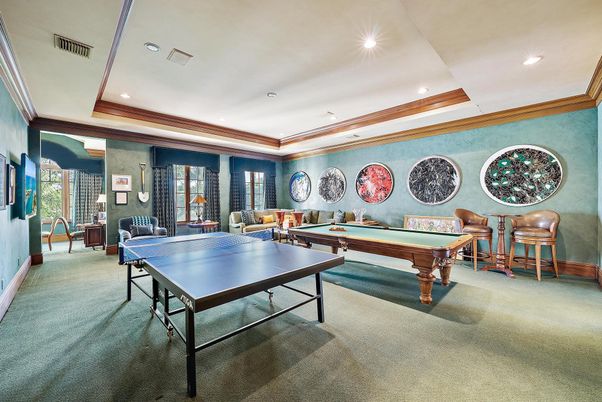 Billiard Table, Game Room, Interior, Recessed Lighting