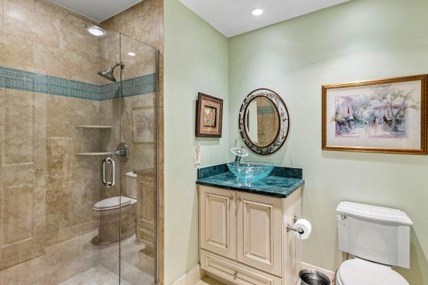 Bathroom, Glass Shower, Interior, Recessed Lighting