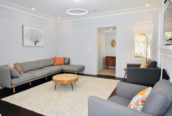 Interior, Living room, Pendant Lights, Recessed Lighting, Wood Texture Flooring