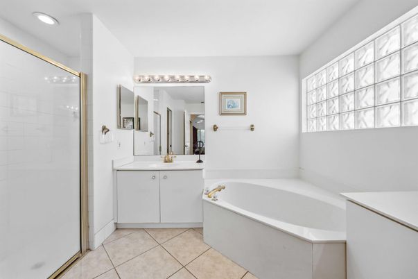Bathroom, Dual Sink Vanities, Glass Shower, Interior, Recessed Lighting