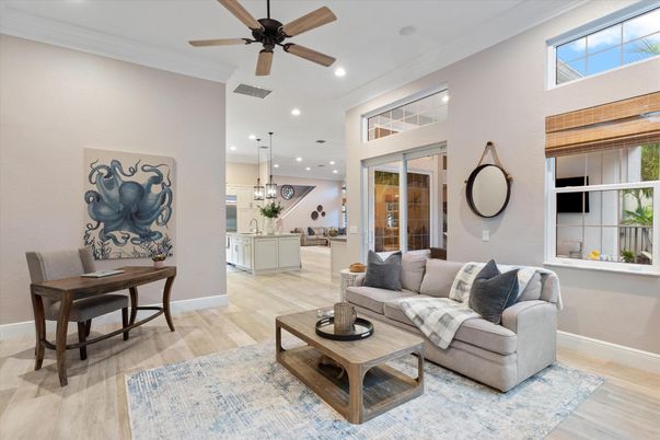 Interior, Kitchen, Living room, Pendant Lights, Recessed Lighting, Wood Texture Flooring