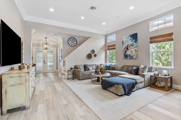 Interior, Living room, Pendant Lights, Recessed Lighting, Wood Texture Flooring