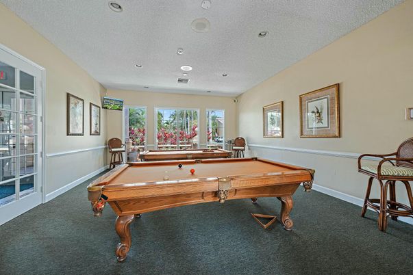Billiard Table, Game Room, Interior, Recessed Lighting